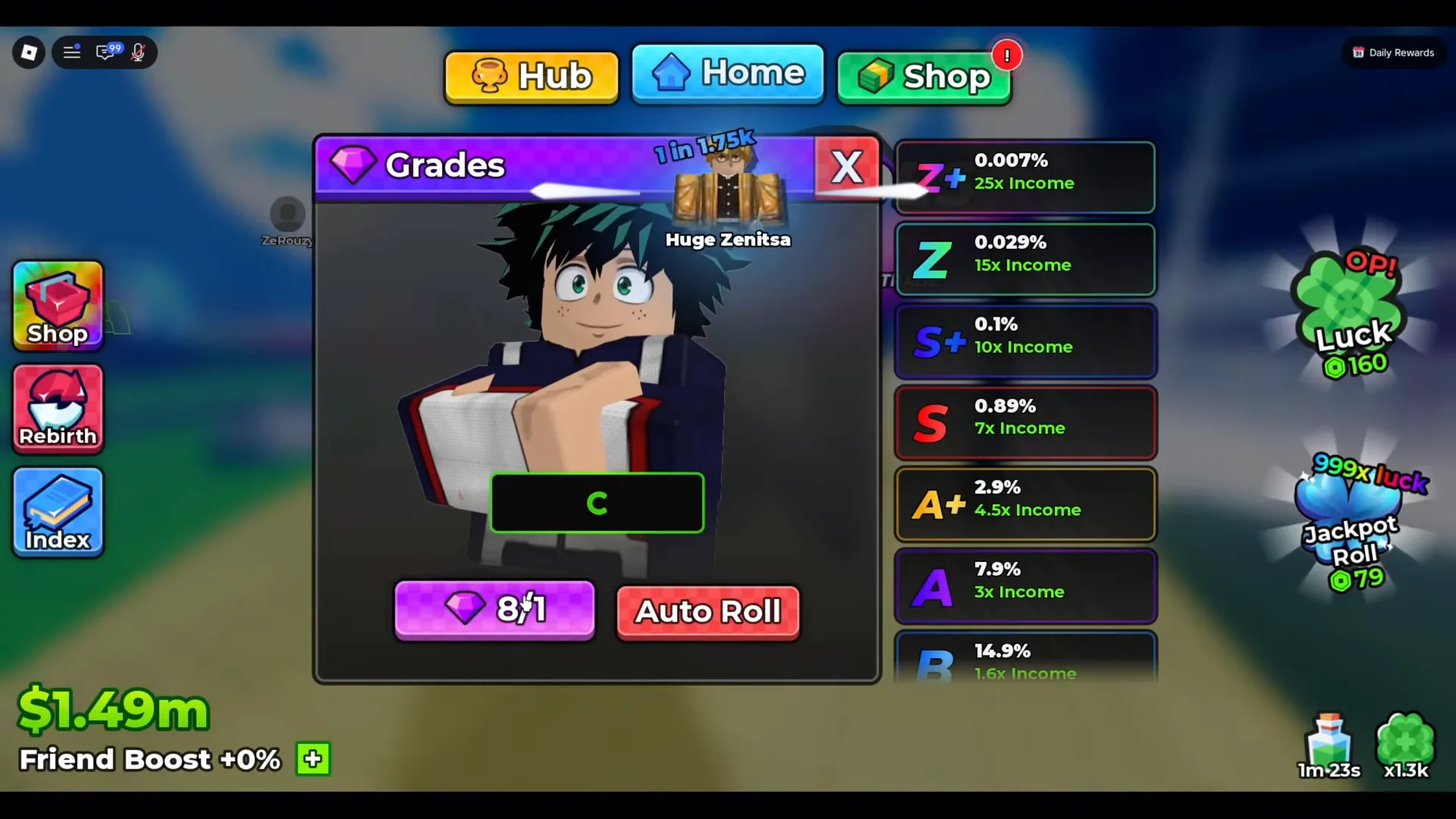 Painel Grades Huge Zenitsa Grade C: Z+ 25× 0,007%, Z 15×, S+ 10×, S 7×, A+ 4,5×, A 3×, B 1,6×